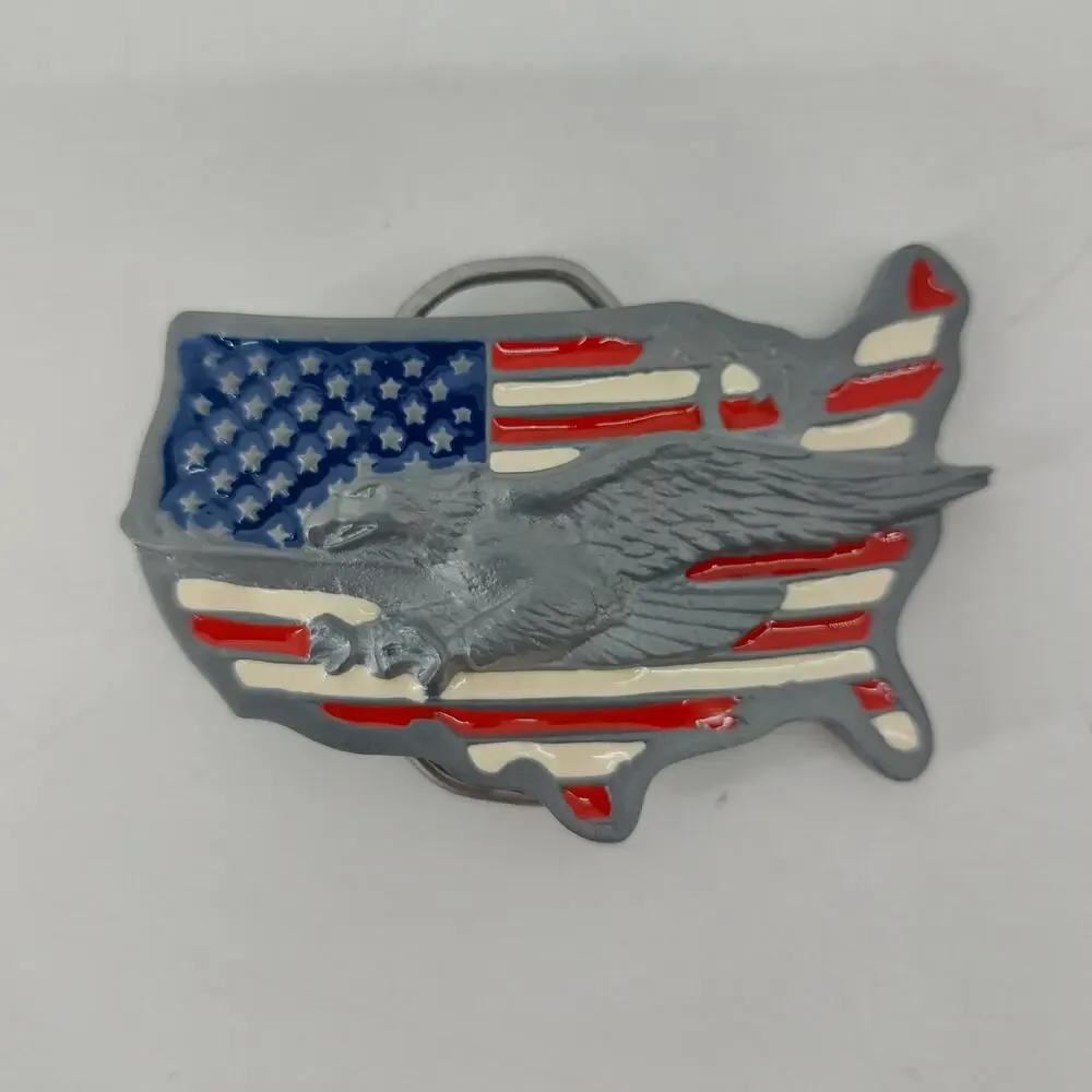 USA American Flag Eagle Patriotic Red White Blue Belt Buckle